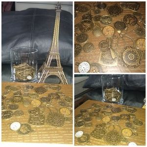 Steampunk antiqued style metal pendants lot